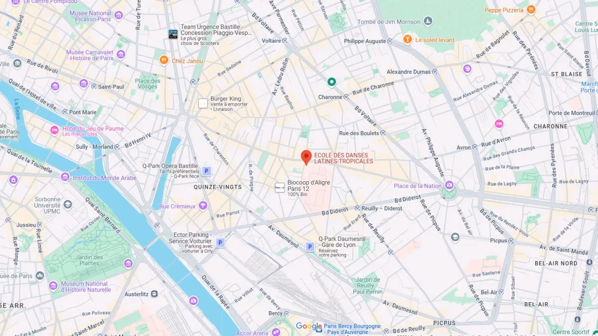Plan d'accès à l'école de danse, 40 rue de Cîteaux, Paris 12e